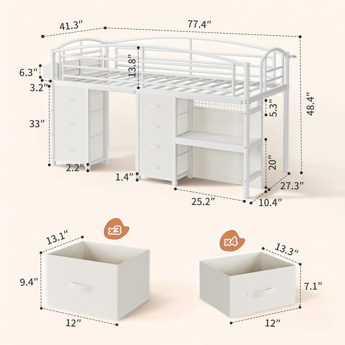 Low Loft Bed - Twin