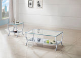 Saide Glass Top Coffee and End Table Set Chrome