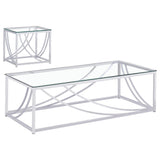 Lille Glass Top Coffee And End Table Set Chrome