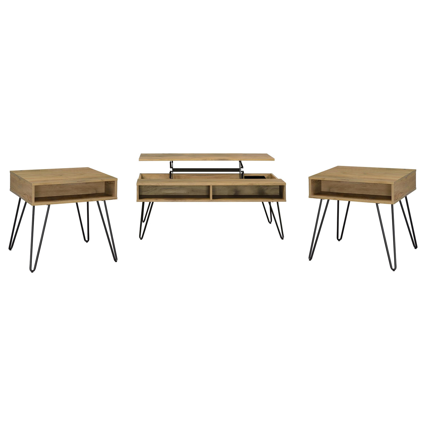 Fanning Lift Top Coffee and End Table Set Golden Oak
