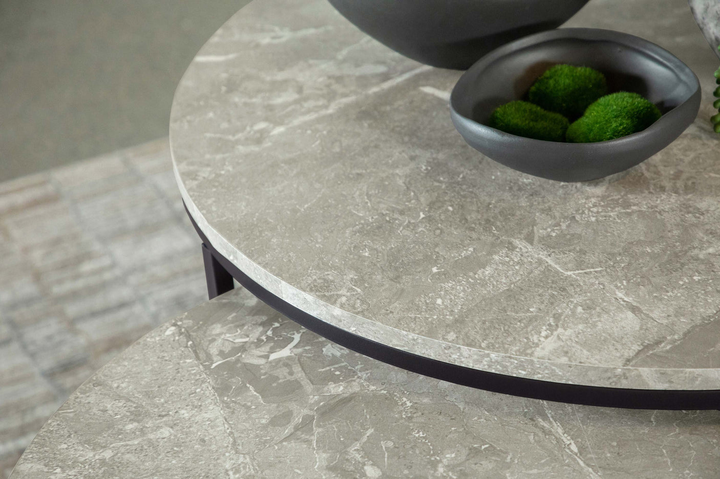 Lainey Round Faux Marble Nesting Coffee Table