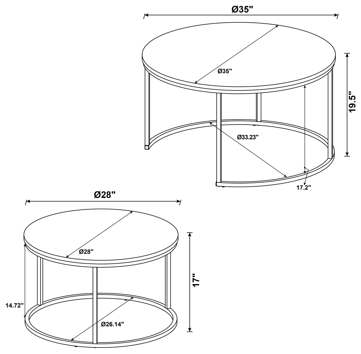 Lainey Round Faux Marble Nesting Coffee Table
