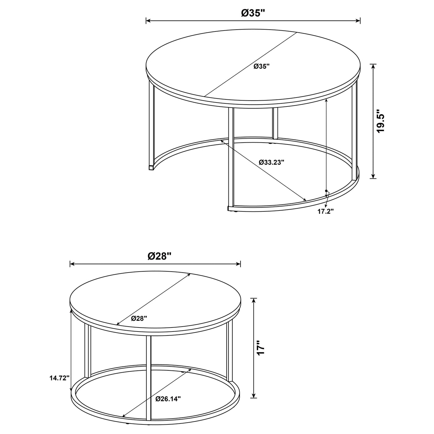 Lainey Round Faux Marble Nesting Coffee Table