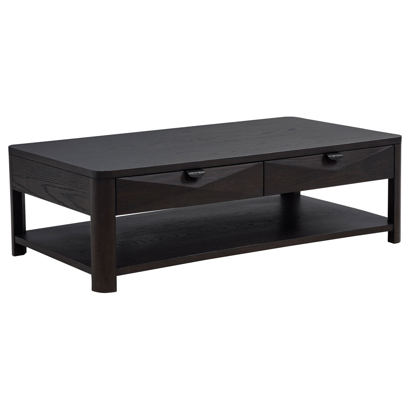 Marcelo Wood Coffee Table with 2 Drawers and Shelf Light Elm