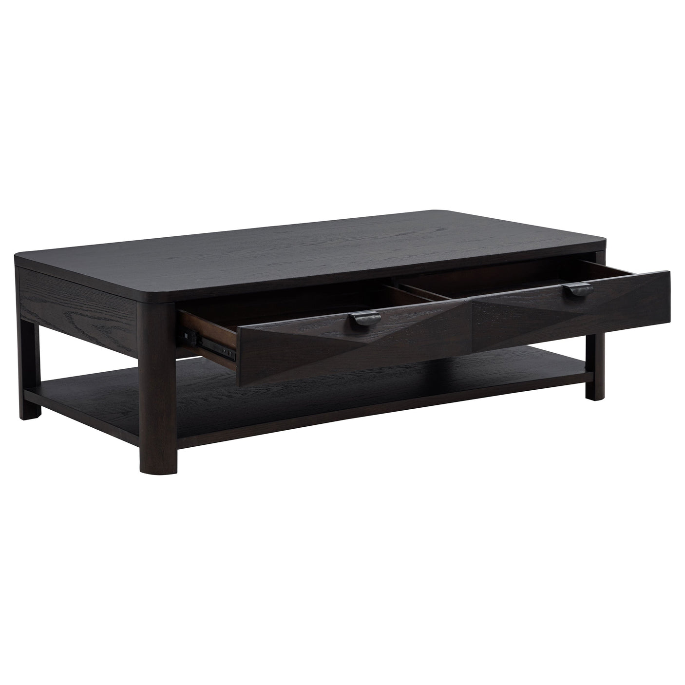 Marcelo Wood Coffee Table with 2 Drawers and Shelf Light Elm