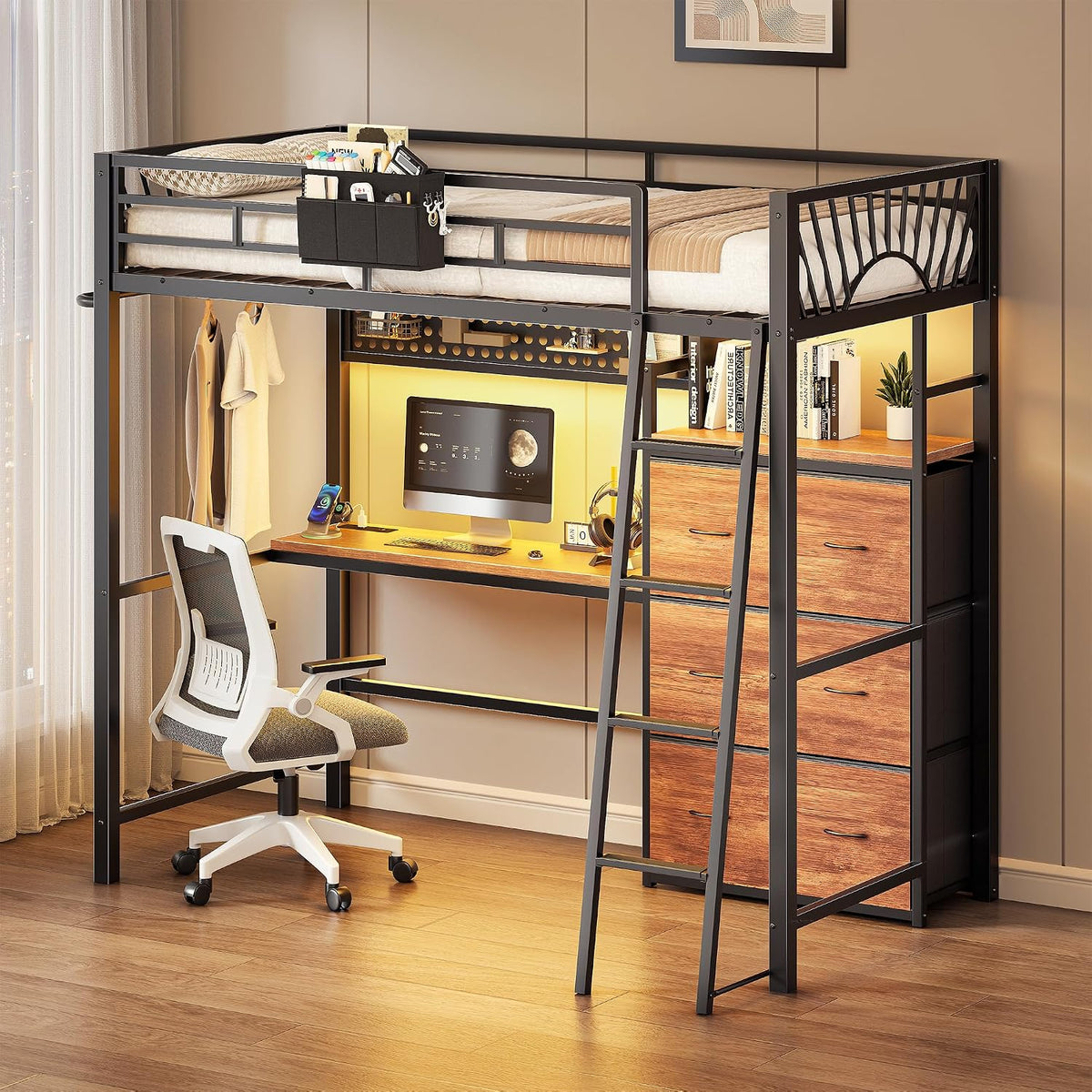 Haven Twin Loft Bed w/ Desk & Storage