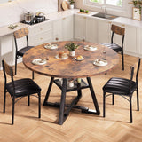 Modern Farmhouse Round Dining Table Set with Storage Shelf