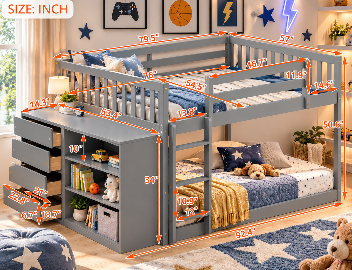 Hudson Full Over Full Bunk Bed w/ Storage