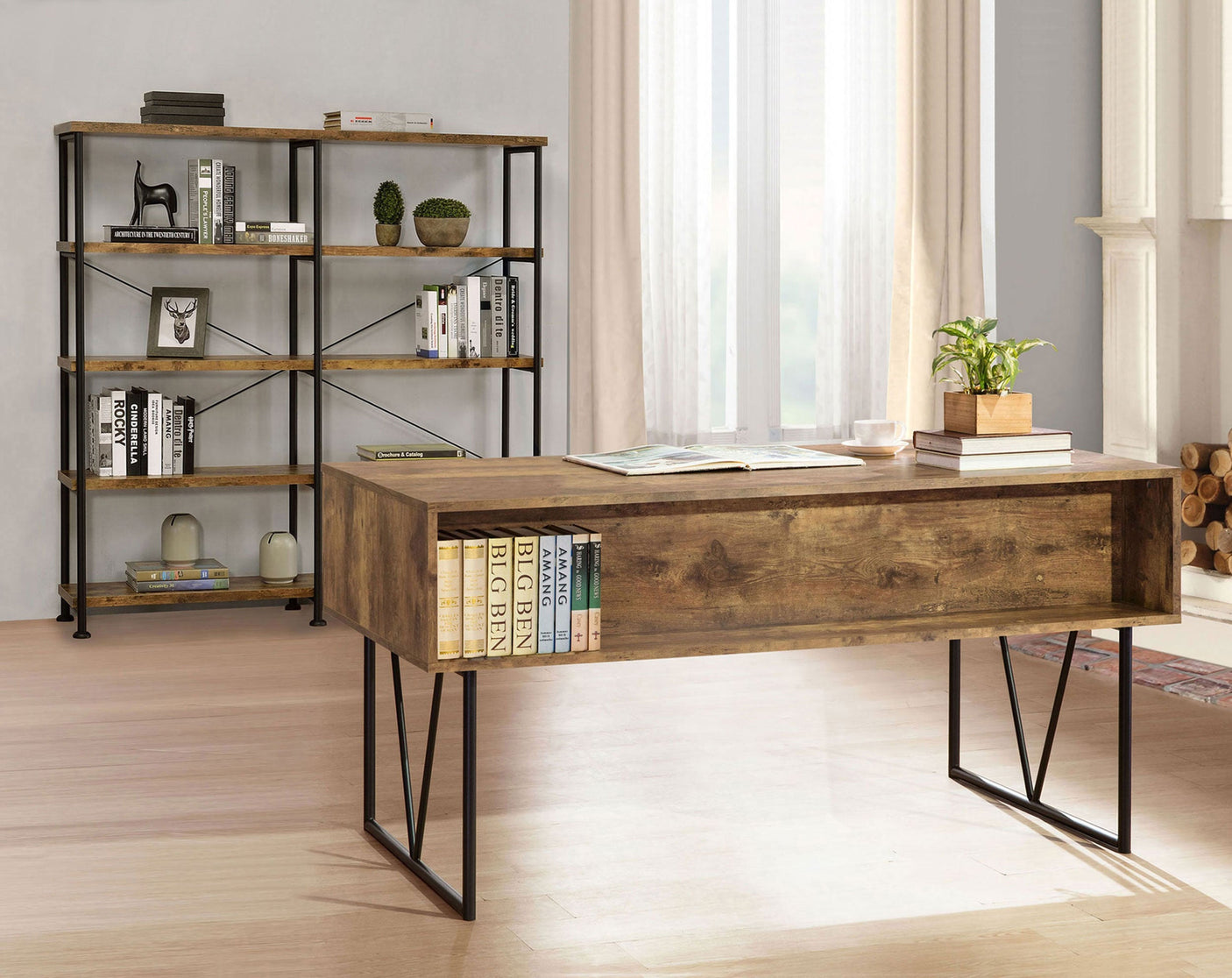 Analiese 63-inch 4-shelf Double Bookshelf