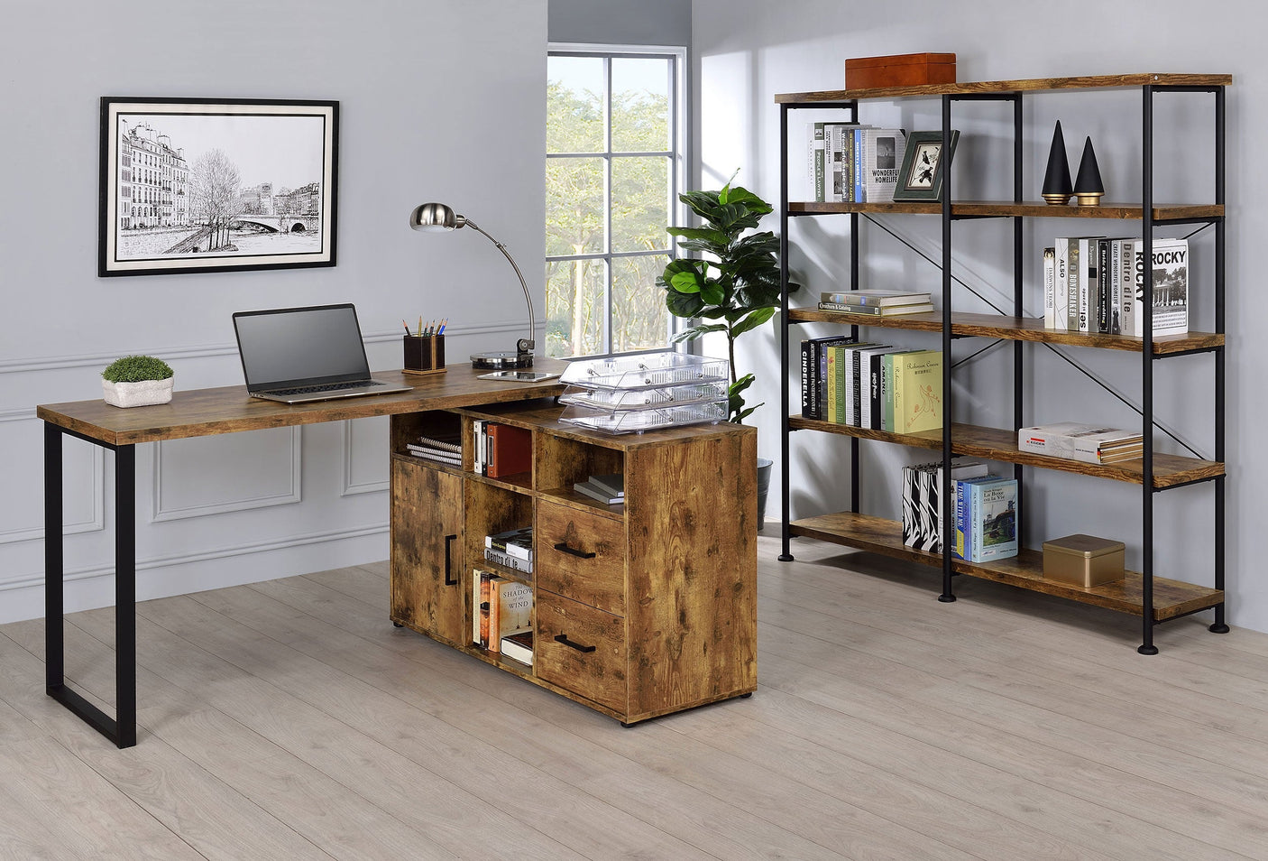 Analiese 63-inch 4-shelf Double Bookshelf