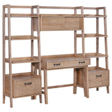 Fabian 4-piece Computer Desk and Bookshelf Set Distressed Light Brown