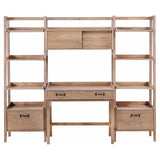 Fabian 4-piece Computer Desk and Bookshelf Set Distressed Light Brown