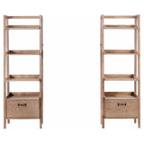 Fabian 2-piece 3-shelf Bookshelf with Drawer Distressed Light Brown