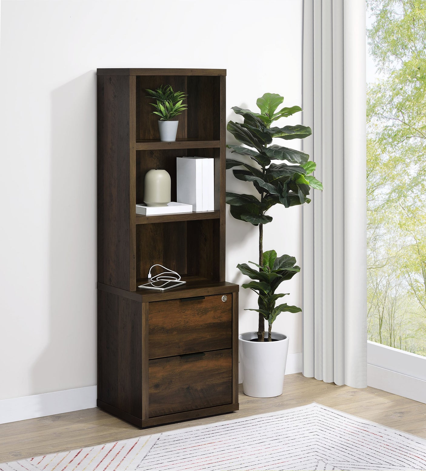 Westpark 3-shelf Bookcase USB and Lockable Drawer