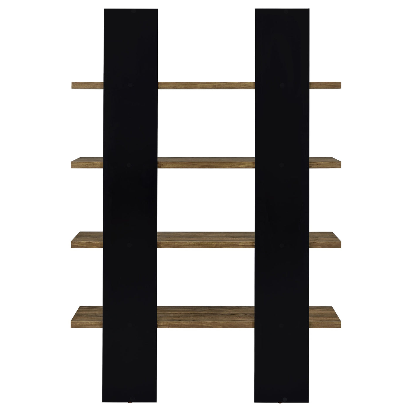 Danbrook 71-inch 4-shelf Bookshelf Black and Aged Walnut