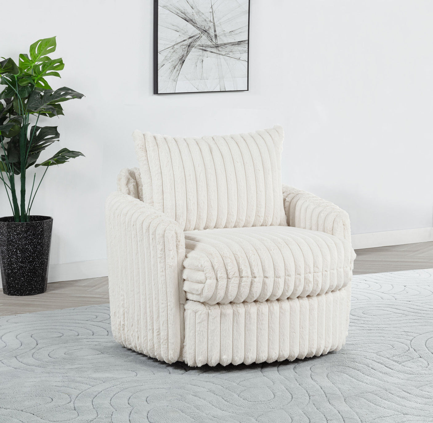 Sarco Corduroy Upholstered Swivel Accent Arm Chair