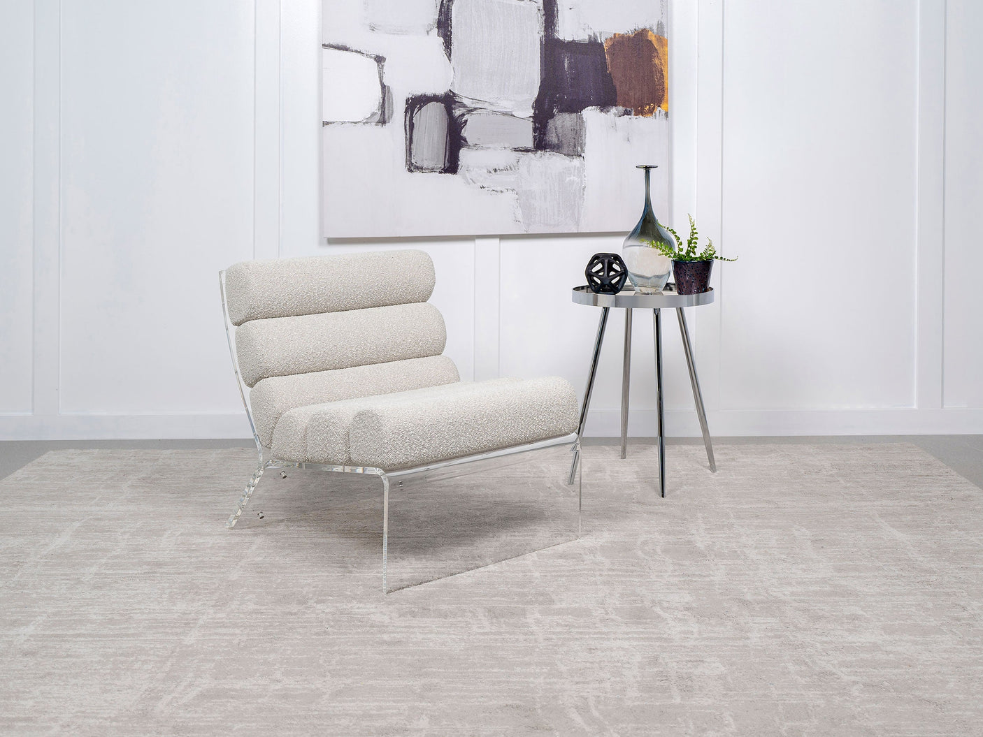 Serreta Boucle Upholstered Armless Acrylic Chair