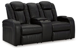 Caveman Den Power Reclining Loveseat/Console/Adjustable Headrest