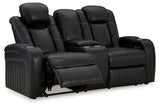 Caveman Den Power Reclining Loveseat/Console/Adjustable Headrest
