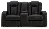 Caveman Den Power Reclining Loveseat/Console/Adjustable Headrest