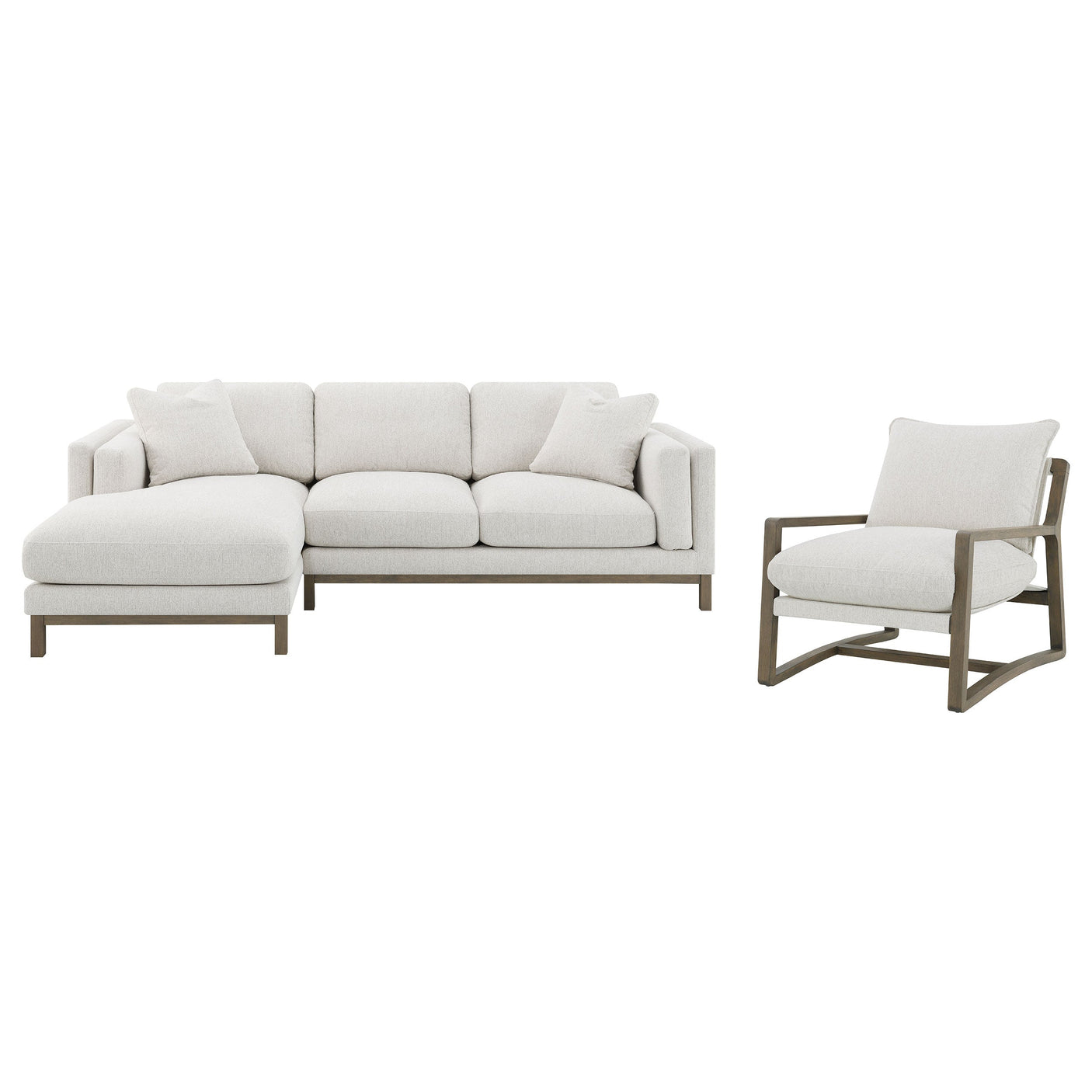 Geneva Boucle Upholstered Wood Arm Accent Chair Sand