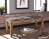 Lamont Fabric Upholstered Accent Bench Black and Natural