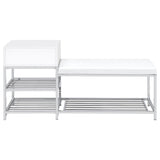 Siega 1-Drawer Shoe Storage Entryway Bench White High Gloss and Chrome
