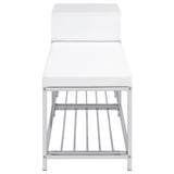 Siega 1-Drawer Shoe Storage Entryway Bench White High Gloss and Chrome