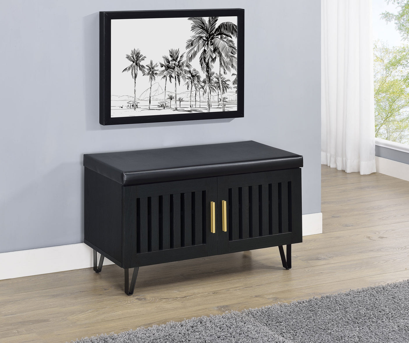 Brixton 2-door Padded Entryway Shoe Storage Bench