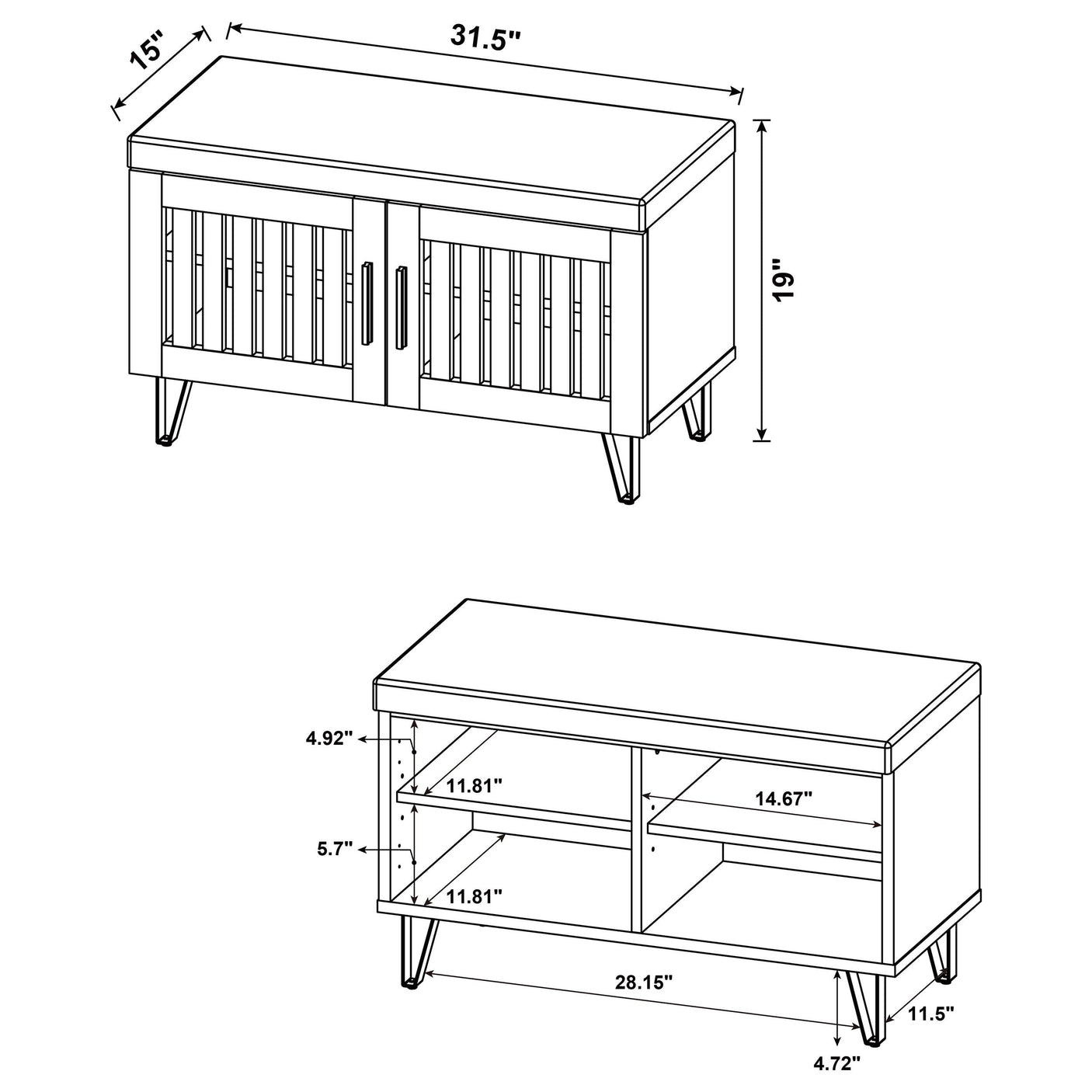 Brixton 2-door Padded Entryway Shoe Storage Bench