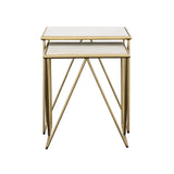 Bette 2-piece Marble Top Nesting Table Set White and Gold