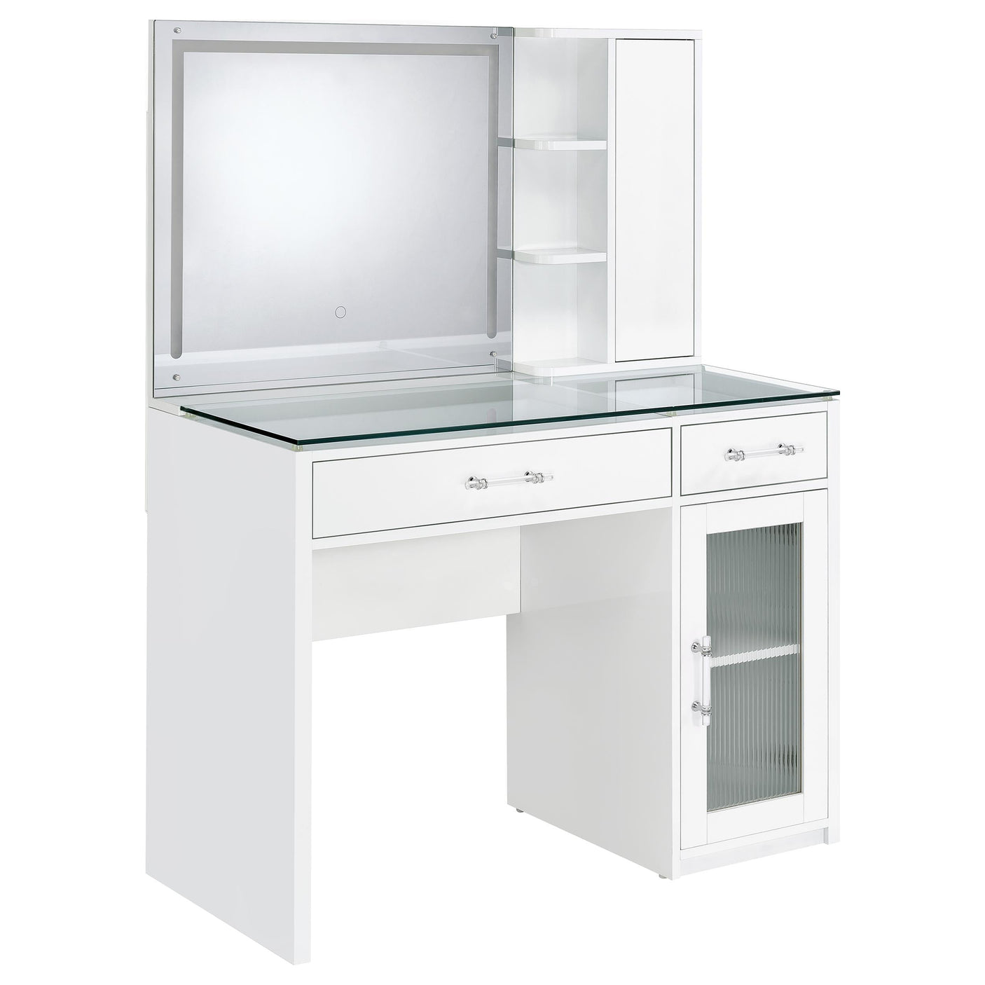 Flora 2-drawer Vanity Set with LED Mirror High Gloss