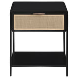 Amherst 1-drawer Radio Weave Cane Metal Bedside Table