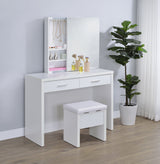 Bunbury Makeup Vanity Table Set Storage Mirror and Stool White