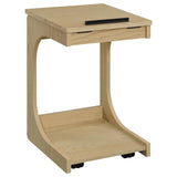 Ralston C-Shaped Lift-Top Sofa Side Table With Casters Black