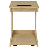 Ralston C-Shaped Lift-Top Sofa Side Table With Casters Black