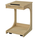 Ralston C-Shaped Lift-Top Sofa Side Table With Casters Black