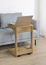 Ralston C-Shaped Lift-Top Sofa Side Table With Casters Black