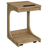 Ralston C-Shaped Lift-Top Sofa Side Table With Casters Black