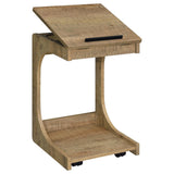 Ralston C-Shaped Lift-Top Sofa Side Table With Casters Black