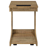 Ralston C-Shaped Lift-Top Sofa Side Table With Casters Black