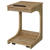 Ralston C-Shaped Lift-Top Sofa Side Table With Casters Black