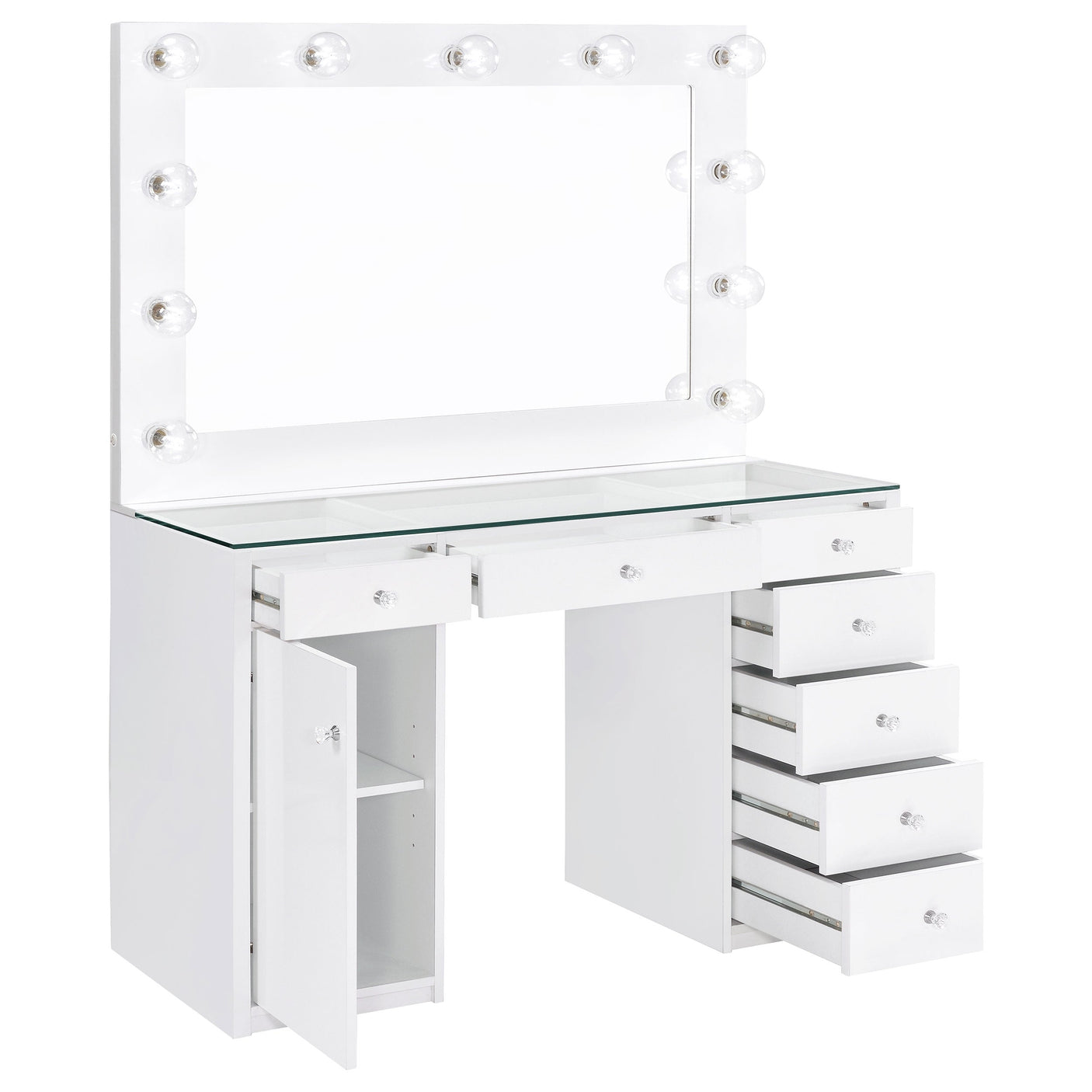 Acena 7-drawer Vanity Set with ing High Gloss