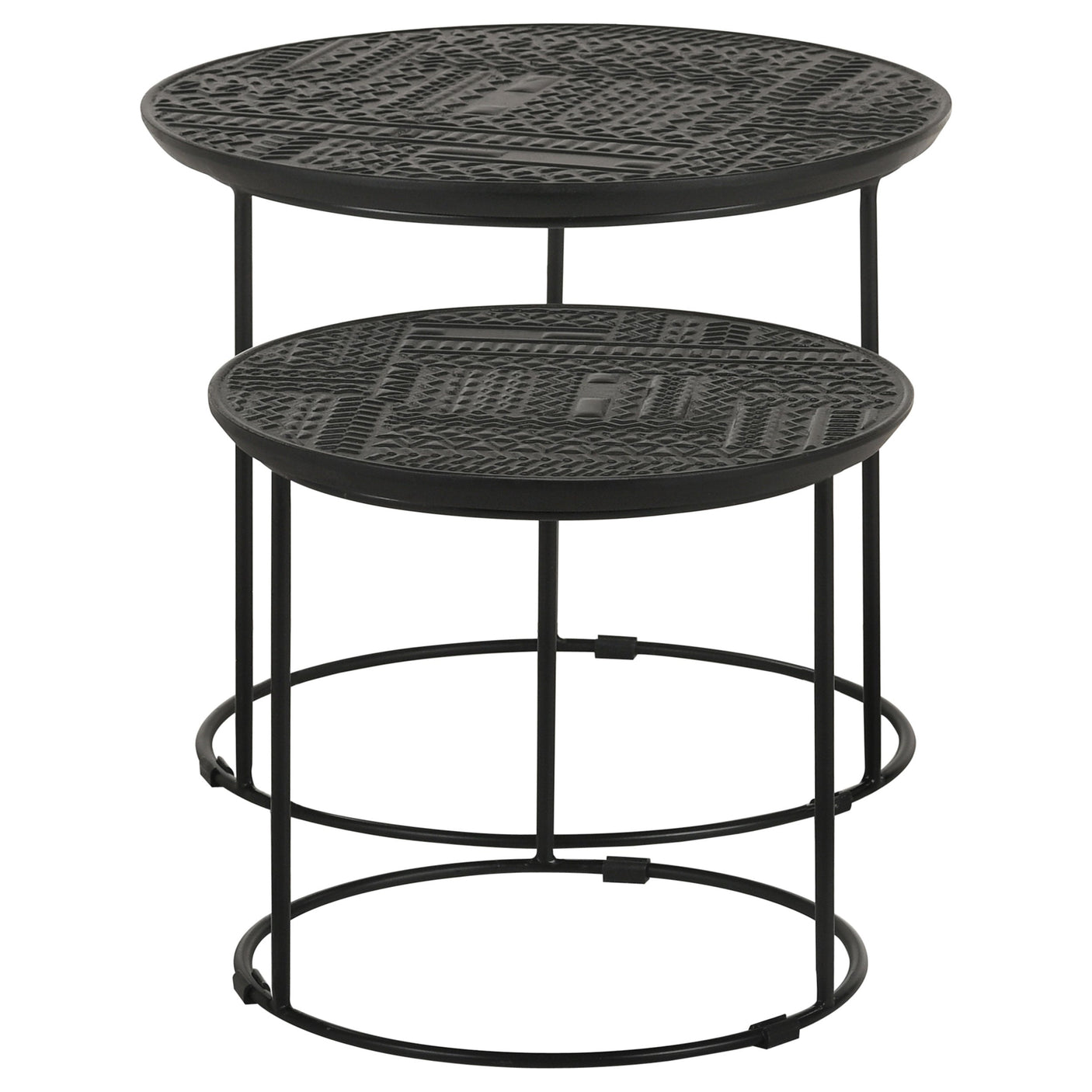 Loannis 2-piece Round Mango Wood Nesting Table Matte Black