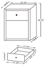 Coquette 1-drawer Mirrored Accent Side Table Silver
