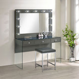 Afshan 3-drawer Vanity Set with Lighting Grey High Gloss