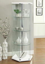 Zahavah 4-shelf Hexagonal Clear Glass Curio Cabinet