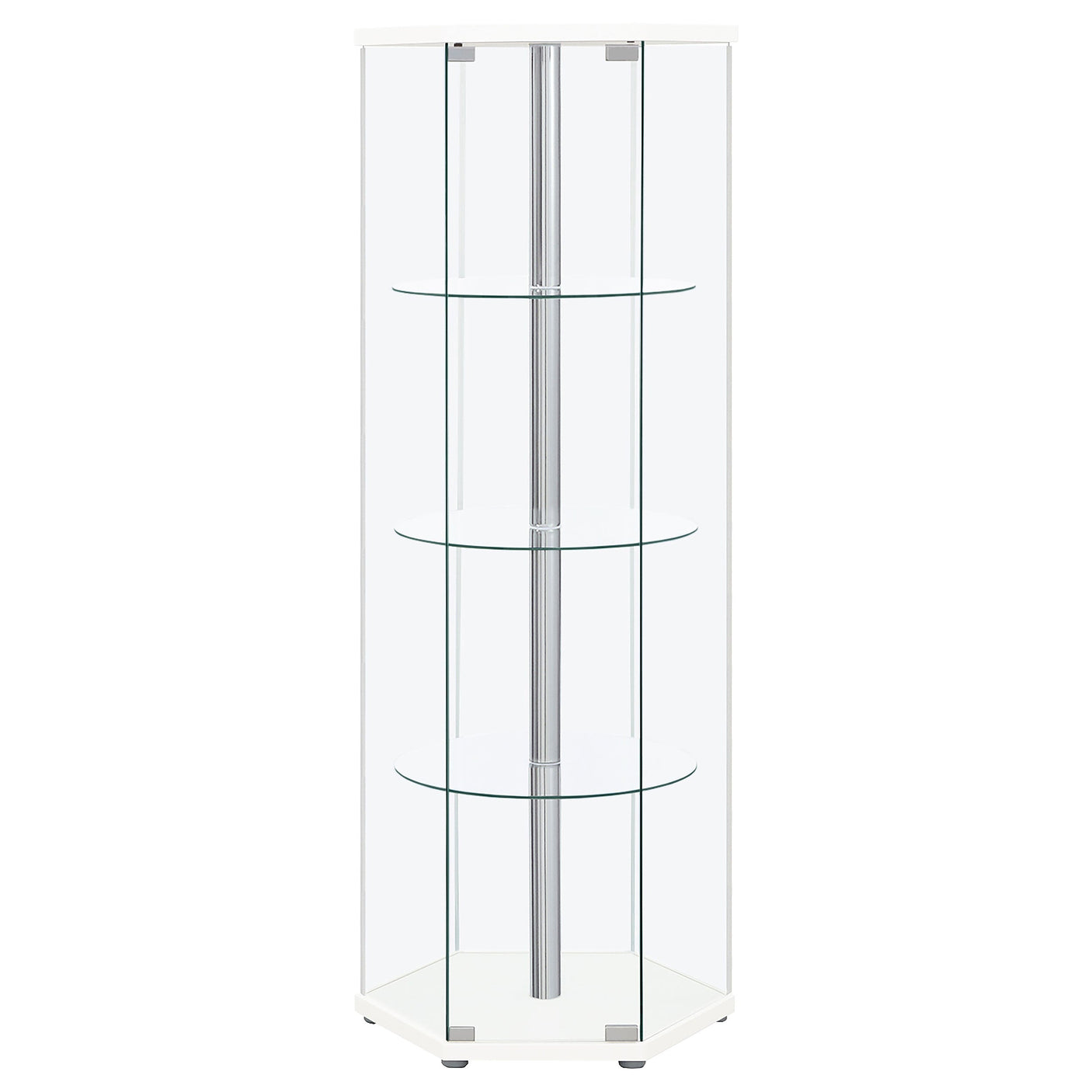 Zahavah 4-shelf Hexagonal Clear Glass Curio Cabinet