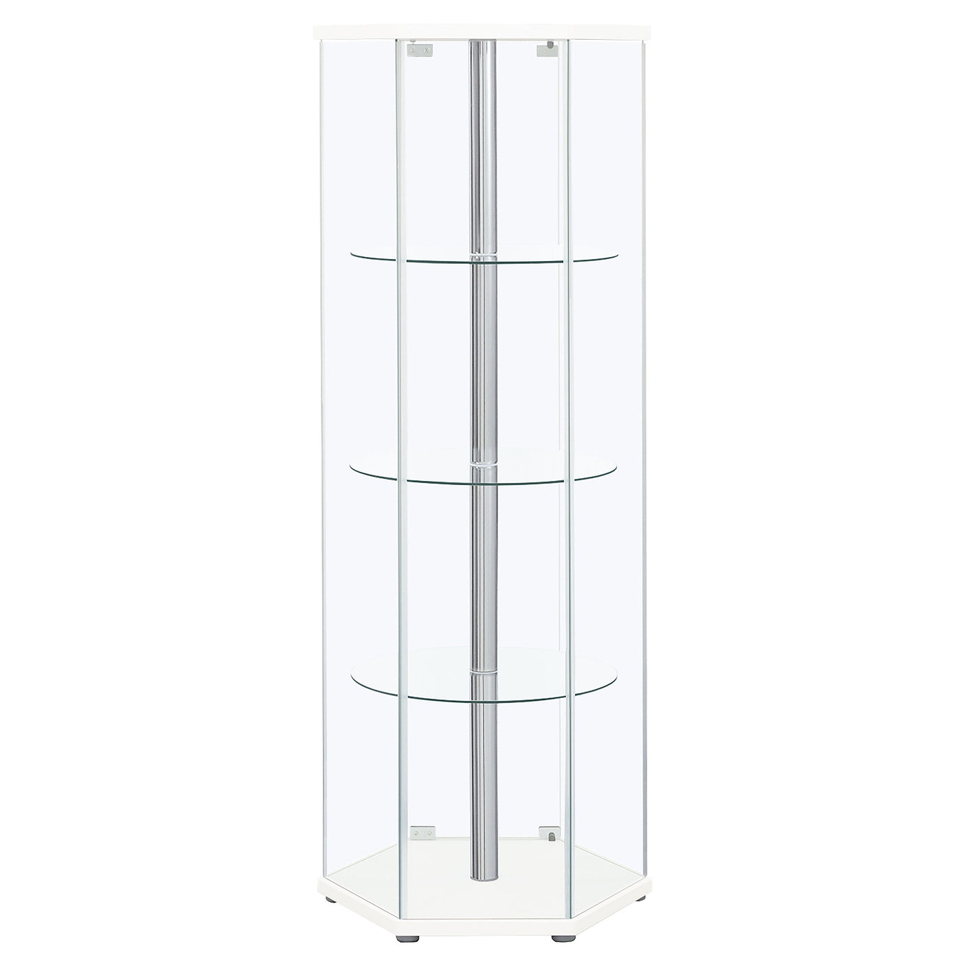 Zahavah 4-shelf Hexagonal Clear Glass Curio Cabinet