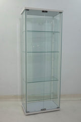 Delphinium 4-Shelf Clear Glass Curio Display Cabinet White